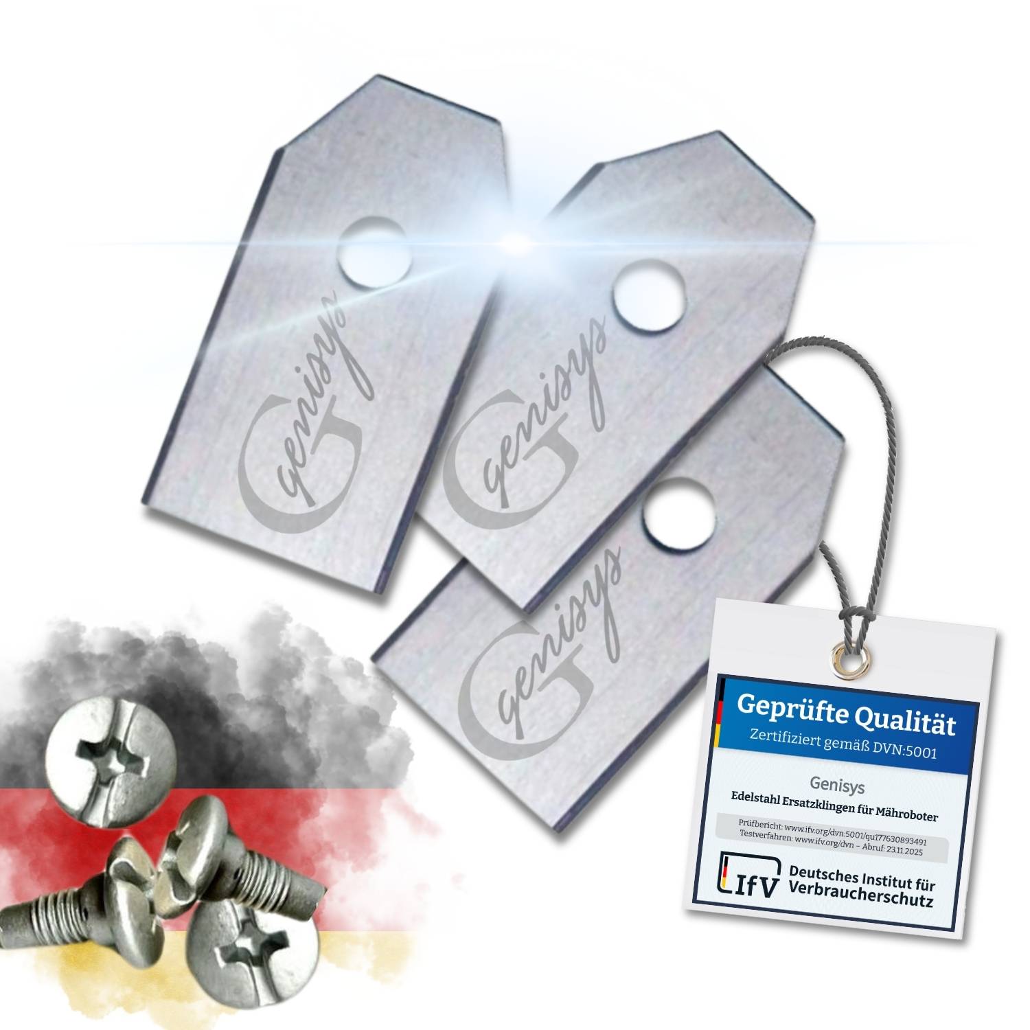 Genisys Ersatz Messer kompatibel mit Husqvarna Automower Mähroboter Klingen - LongLife Edelstahl - bruchsicher [DIN EN 50636 geprüft],9,Stück