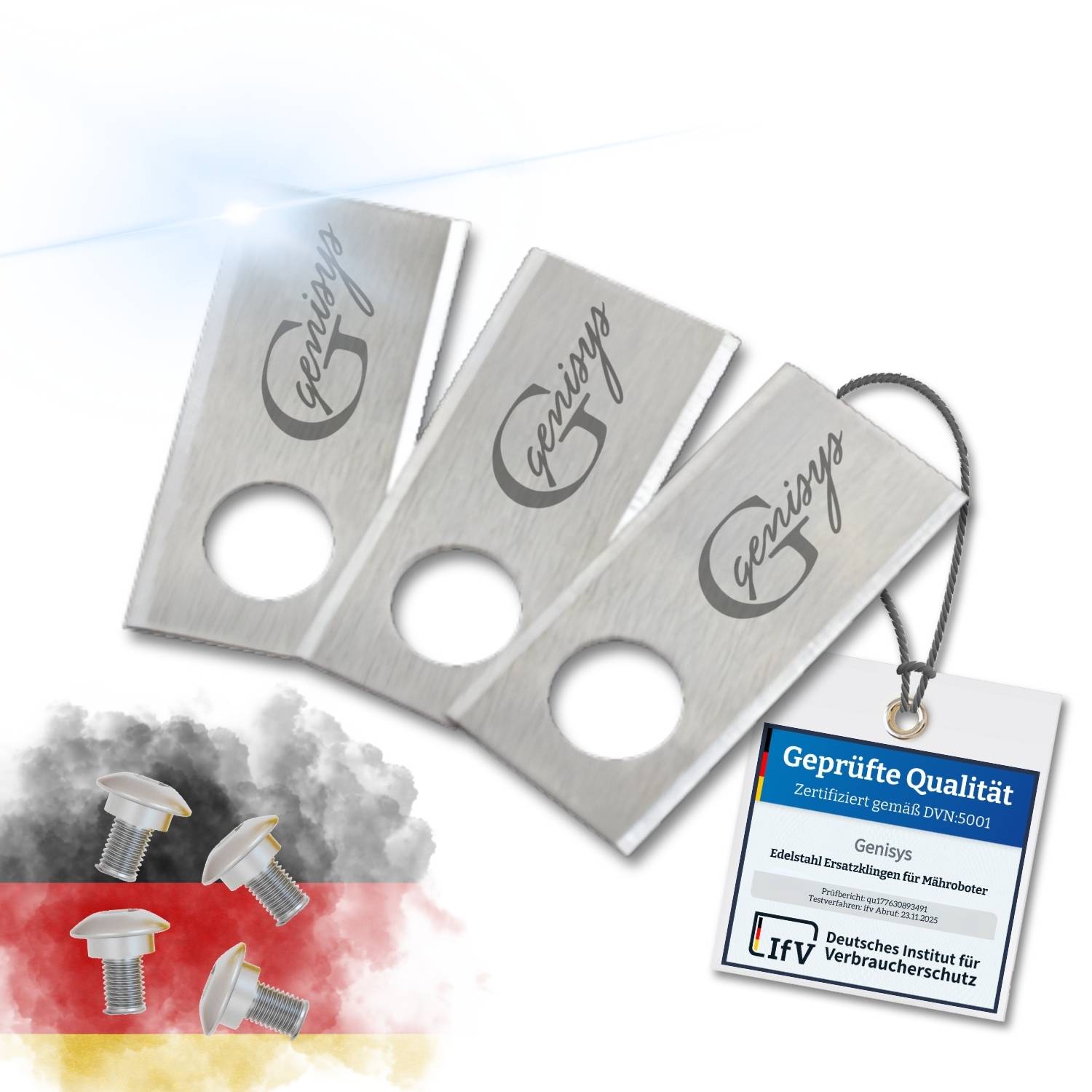 Genisys Ersatz Messer kompatibel mit Honda Miimo Mähroboter HRM Live Klingen - LongLife Edelstahl - bruchsicher [DIN EN 50636 geprüft],9,Stück