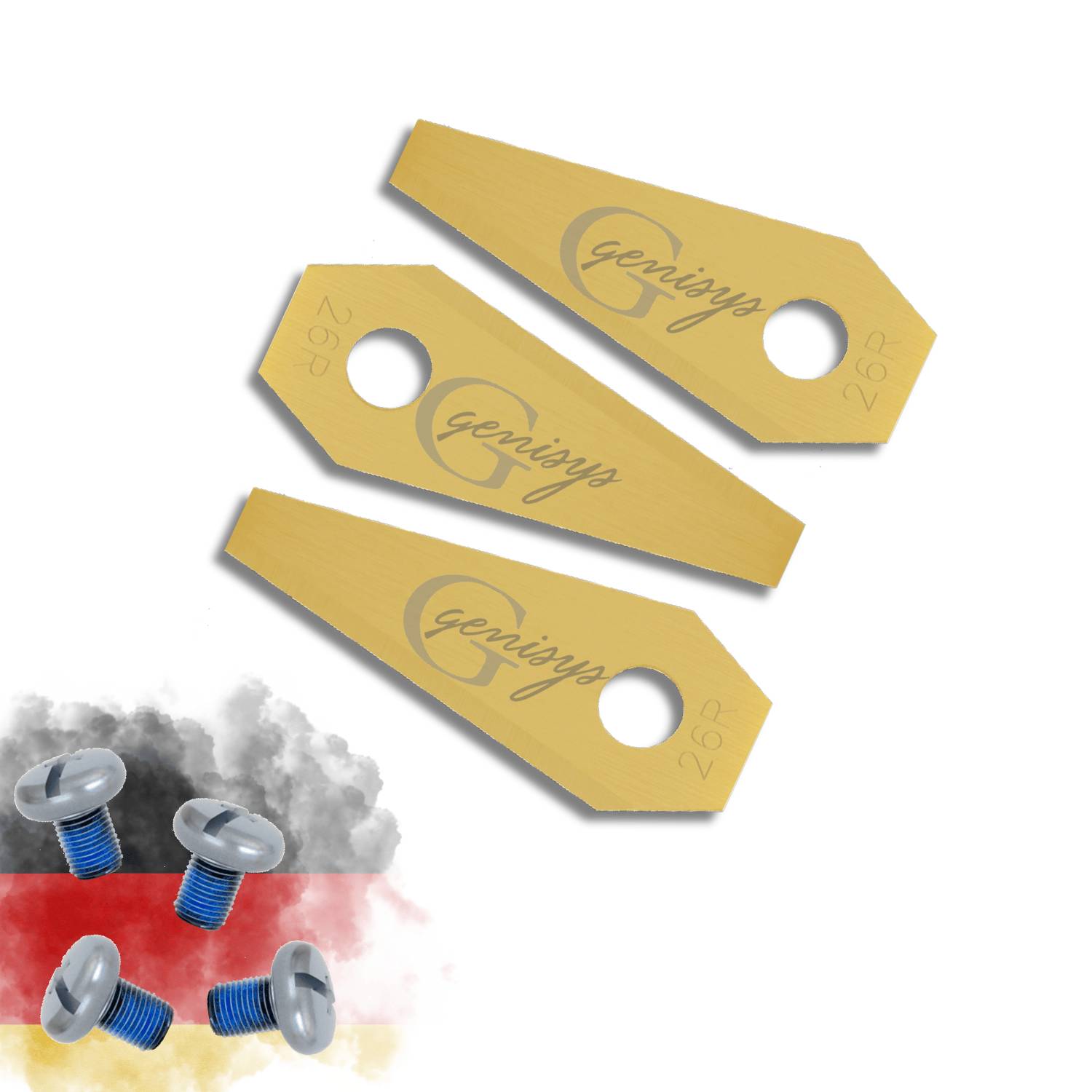 Genisys Titan Ersatz Messer kompatibel mit Bosch Indego Mähroboter Klingen - LongLife - bruchsicher [DIN EN 50636 geprüft],18,Stück