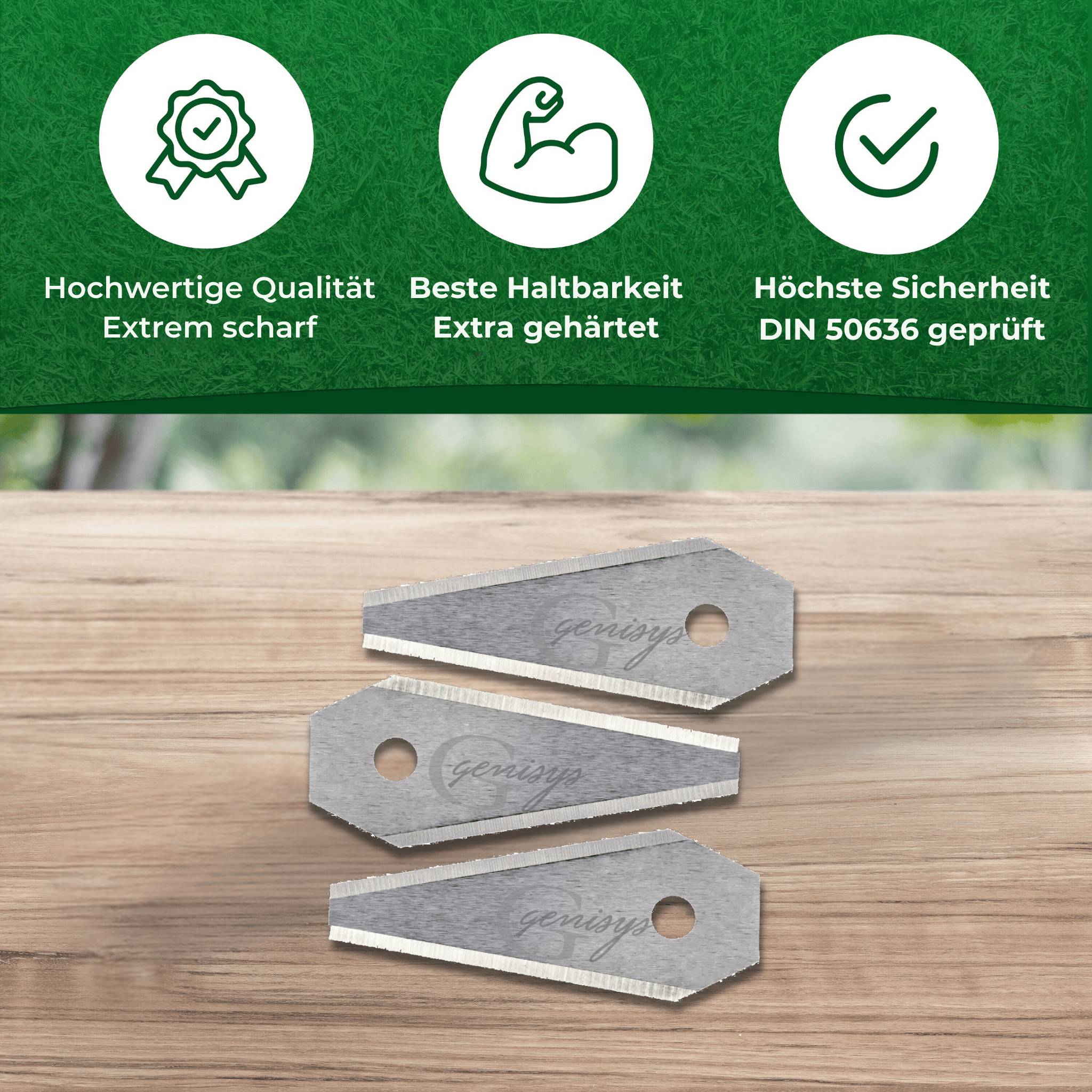 Genisys Ersatz Messer kompatibel mit Bosch Indego Mähroboter Klingen - LongLife Edelstahl - bruchsicher [DIN EN 50636 geprüft],9,Stück