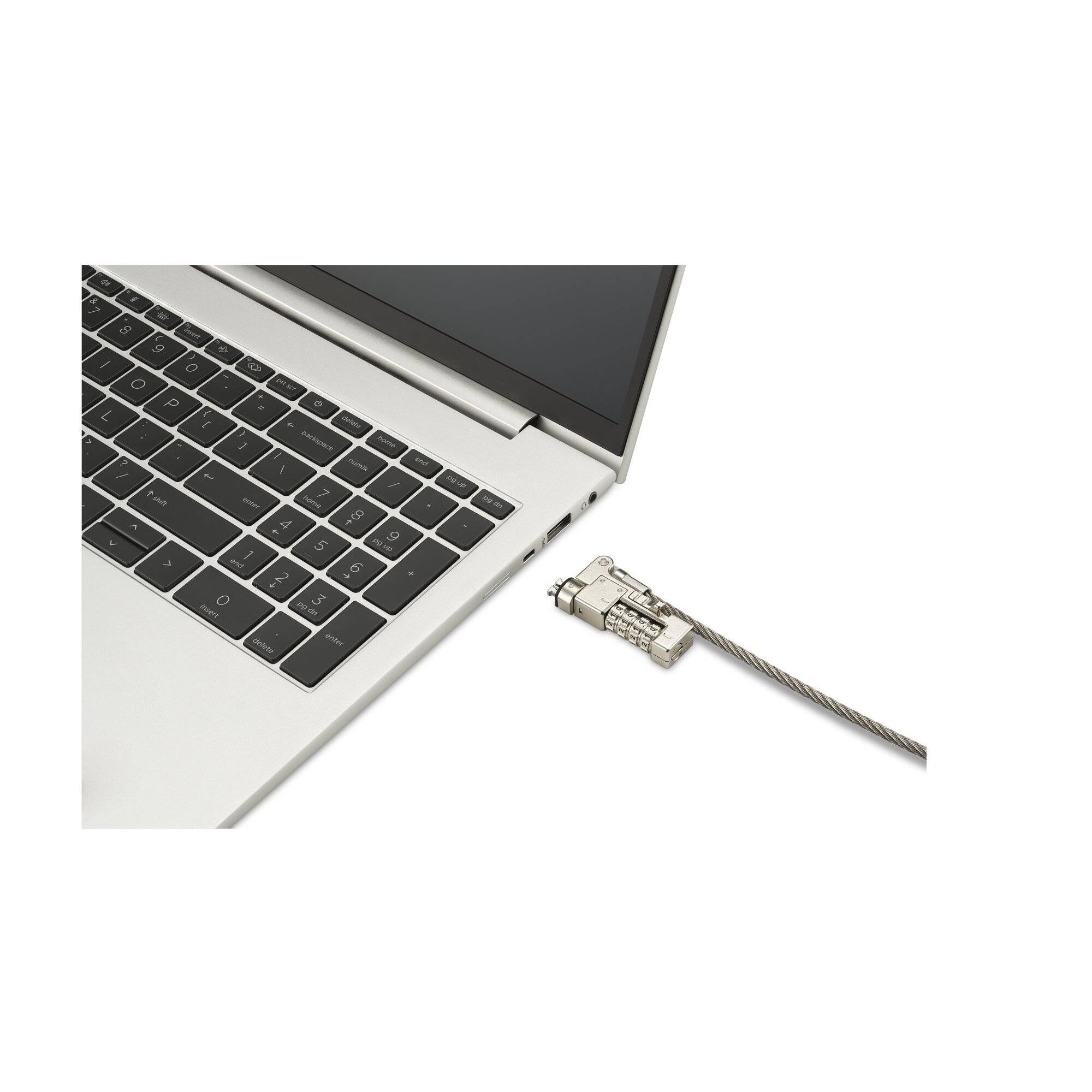 Kensington Slim NanoSaver 2.0 EQ Kombinationsschloss, 1,8 m, Zahlenschloss, Edelstahl, Zink Stahl, Silber