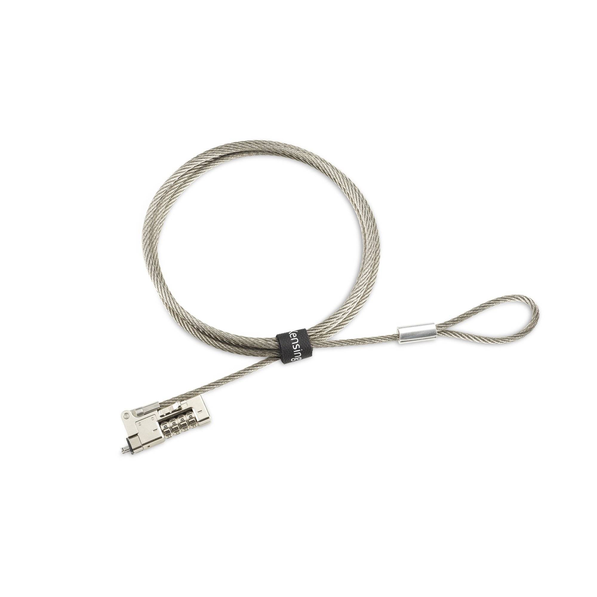 Kensington Slim NanoSaver 2.0 EQ Kombinationsschloss, 1,8 m, Zahlenschloss, Edelstahl, Zink Stahl, Silber
