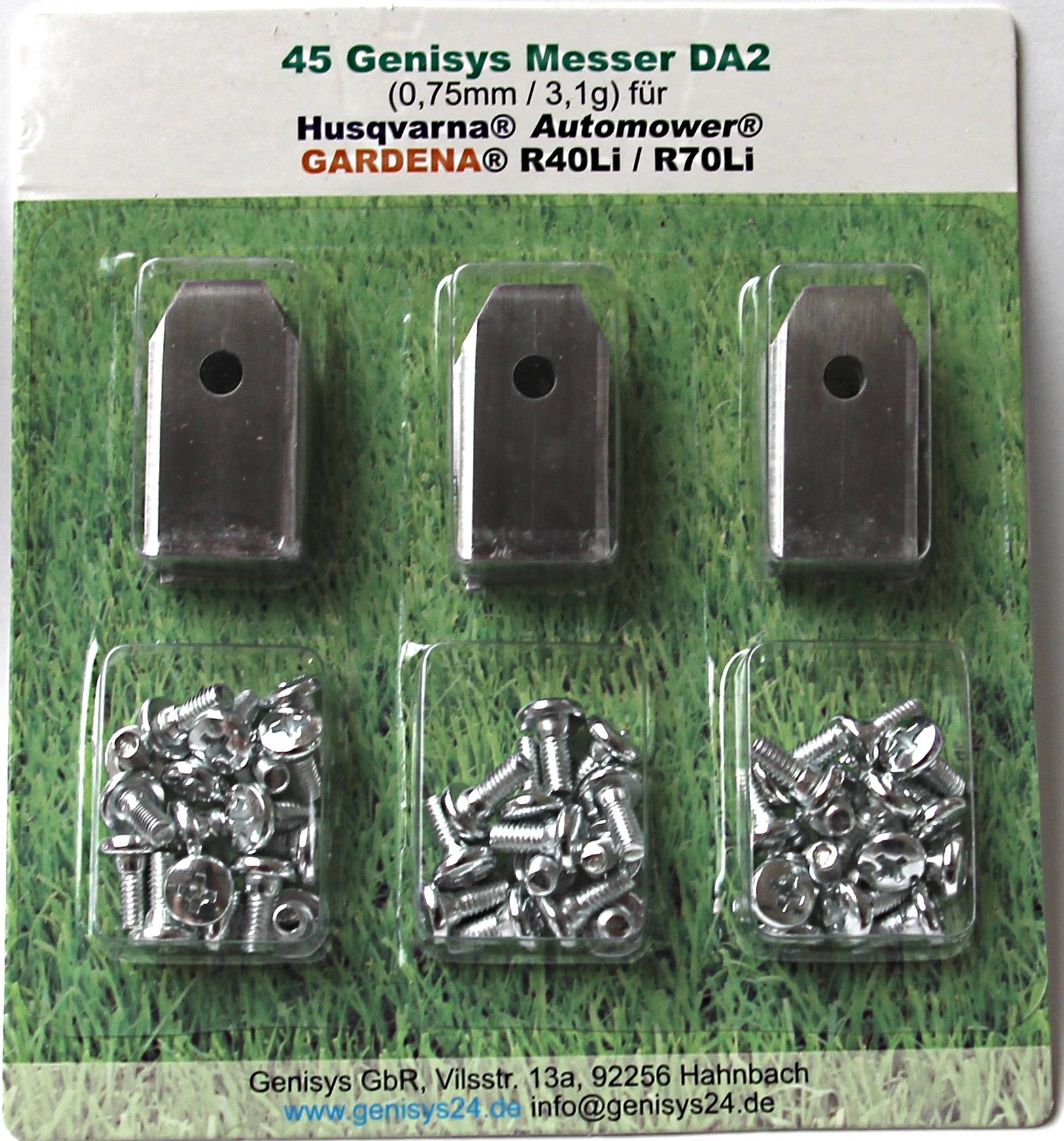 45 Ersatz - Messer - Klingen kompatibel für Husqvarna Automower ® und Gardena Mähroboter 0,75mm,Stück