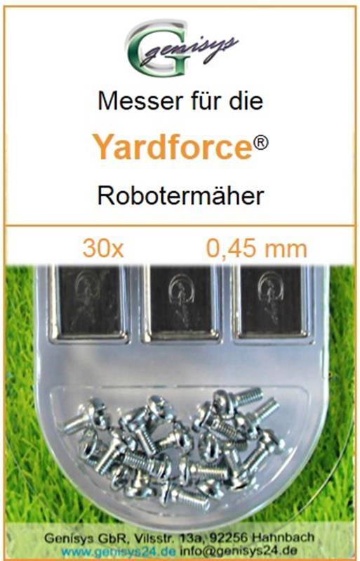30 Ersatz-Messer Qualitäts-Klingen 0,45mm kompatibel mit Yardforce SC 600 Eco SC600-Eco SA 900 SA900 SA 600 H SA600H,Stück