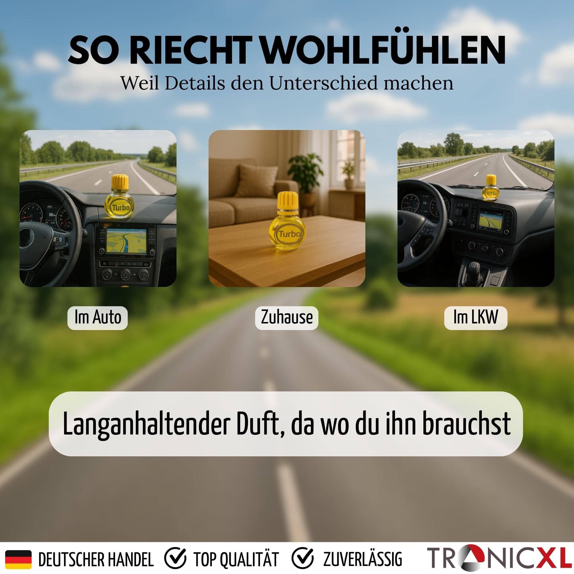 150ml Lufterfrischer kompatibel mit Poppy Turbo kompatibel mit All Ride Vanille