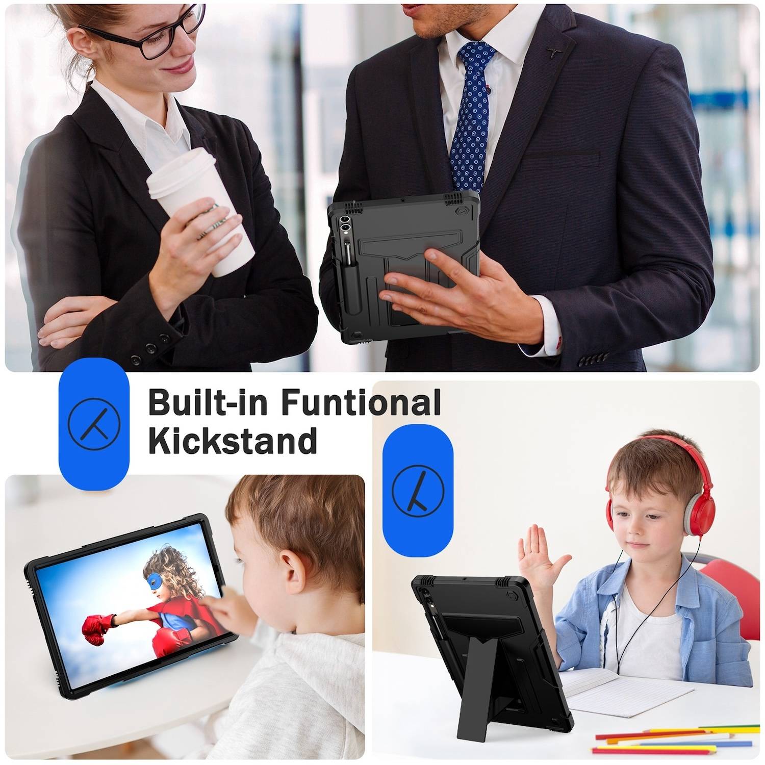 Für Samsung Galaxy Tab S10 Plus FE Plus / S9 Plus FE Plus Silikon Hybrid Tasche