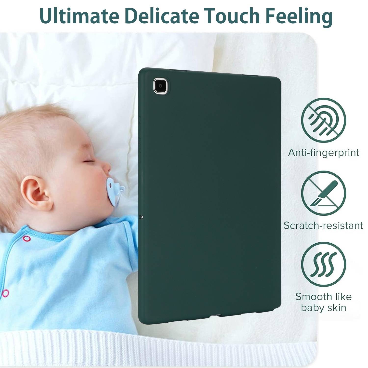 Für Samsung Galaxy Tab S10 Plus FE Plus / S9 Plus FE Plus / S8 Plus TPU Silikon Hülle Ultra dünn Cover Dunkelgrün