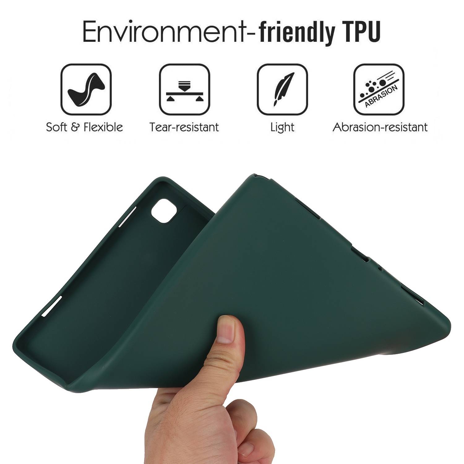 Für Samsung Galaxy Tab S10 Plus FE Plus / S9 Plus FE Plus / S8 Plus TPU Silikon Hülle Ultra dünn Cover Dunkelgrün