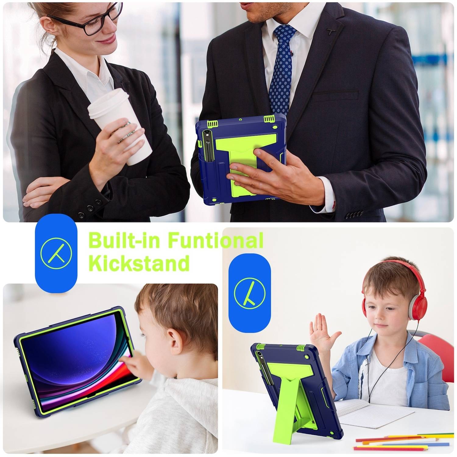 Für Samsung Galaxy Tab S10 FE / S9 / S9 FE Silikon Hybrid Tasche T - Halterung