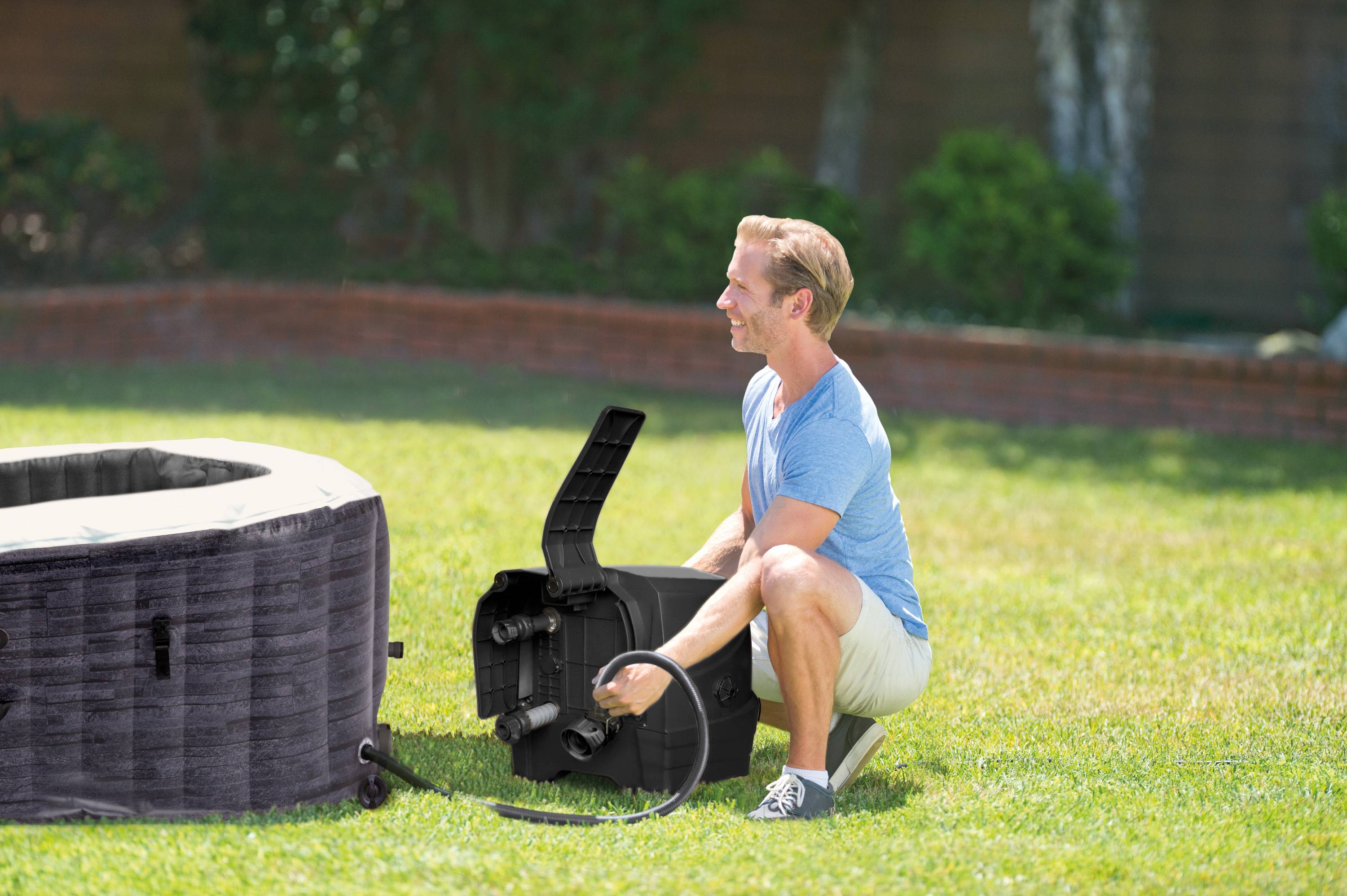 INTEX 28452NP - Whirlpool - PureSPA Greystone Deluxe (196x196cm) für 6 Personen