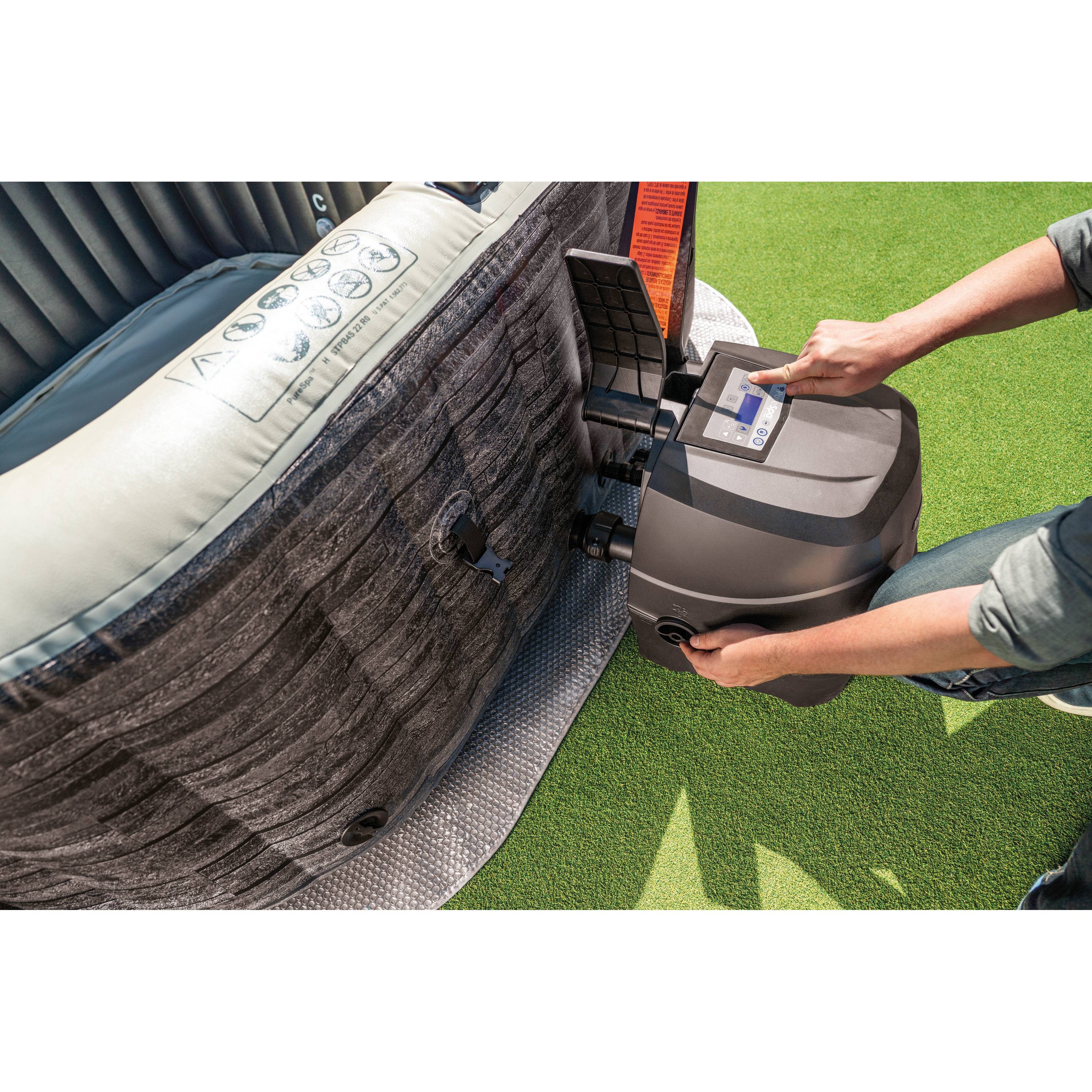 INTEX 28452NP - Whirlpool - PureSPA Greystone Deluxe (196x196cm) für 6 Personen