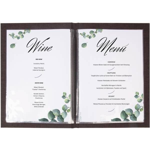Speisekarten-Mappe Gummi-Bindung A4 Blindprägung MENU schwarz