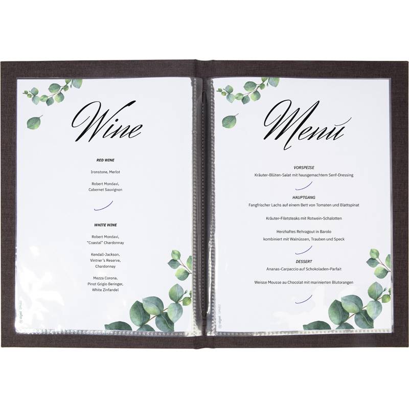 sigel Speisekarten-Mappe mit Siebdruck, DIN A5, dunkelgrau