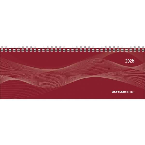 Tischquerkalender 114 Profi 29,7x10,5cm 1 Woche/2 Seiten rot 2026
