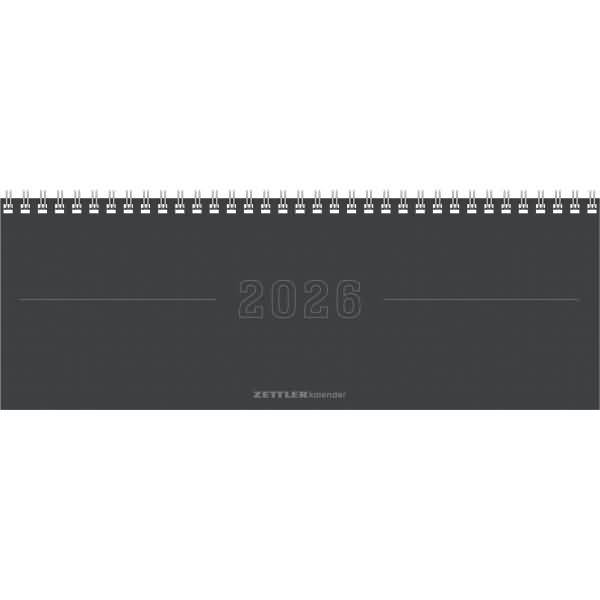 Tischquerkalender 114 Papyrus 29,7x10,5cm 1 Woche/2 Seiten grau 2026