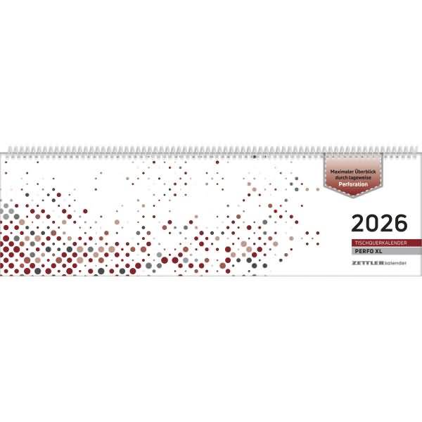 Tischquerkalender Perfo XL 36,2x10,6cm 1 Woche/2 Seiten rot 2026