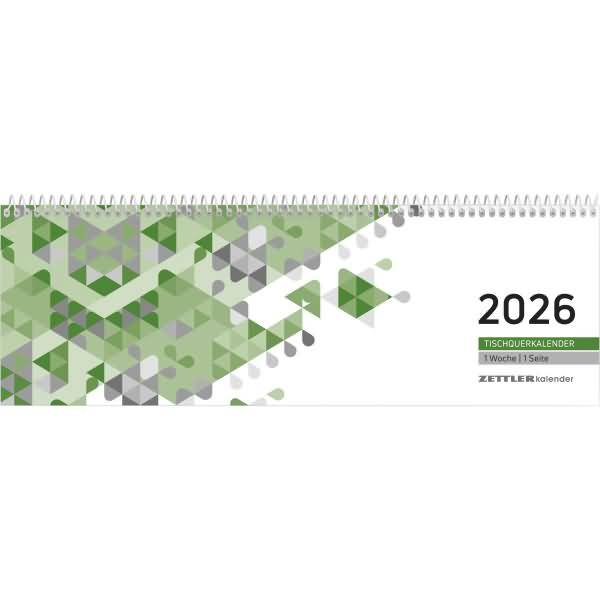 Tischquerkalender 146 29,6x9,9cm 1 Woche/1 Seite grün 2026