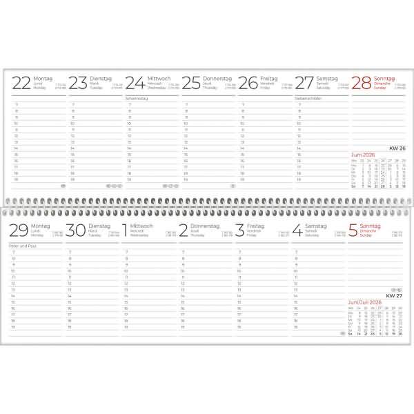 Tischquerkalender 146 29,6x9,9cm 1 Woche/1 Seite grün 2026