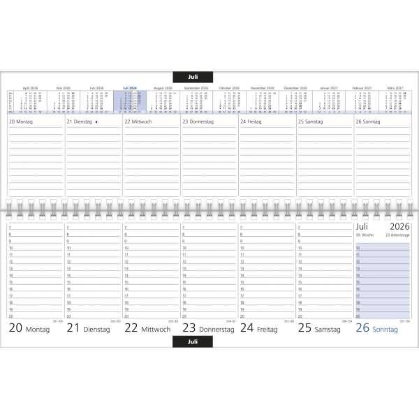 Tischquerkalender 176 32x10,5cm 1 Woche/2 Seiten blau 2026