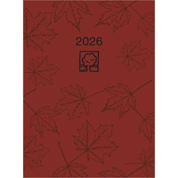 Taschenkalender 610 Recycling 10,2x14,2cm 7 Tage/6 Seiten weinrot 2026