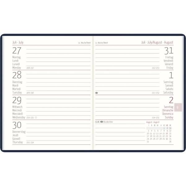 Taschenkalender 660 8,3x10,7cm 1 Woche/2 Seiten blau 2026