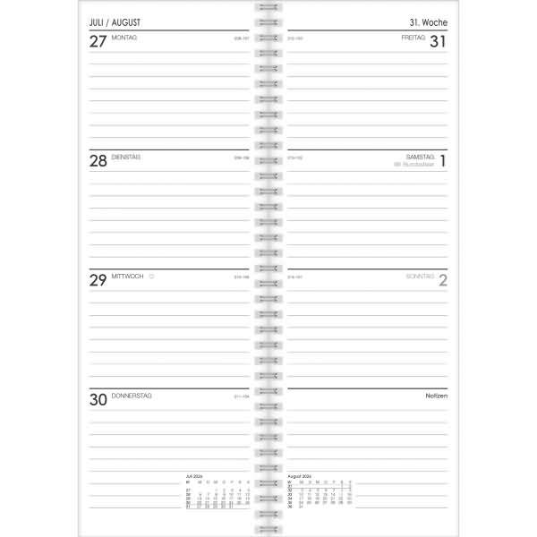 Vormerkbuch 709 10,5x29,7cm 1 Woche/2 Seite schwarz 2026