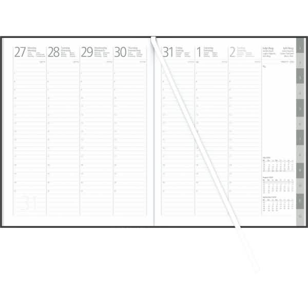 Wochenbuch 739 Leinen Register 21x26,5cm 1 Woche/2 Seiten anthrazit 2026