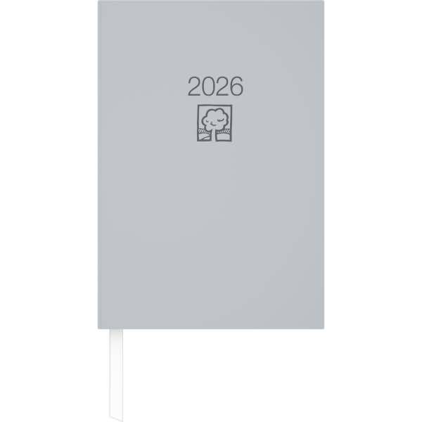Buchkalender 876 14,5x21cm 1 Tag/1 Seite grau 2026