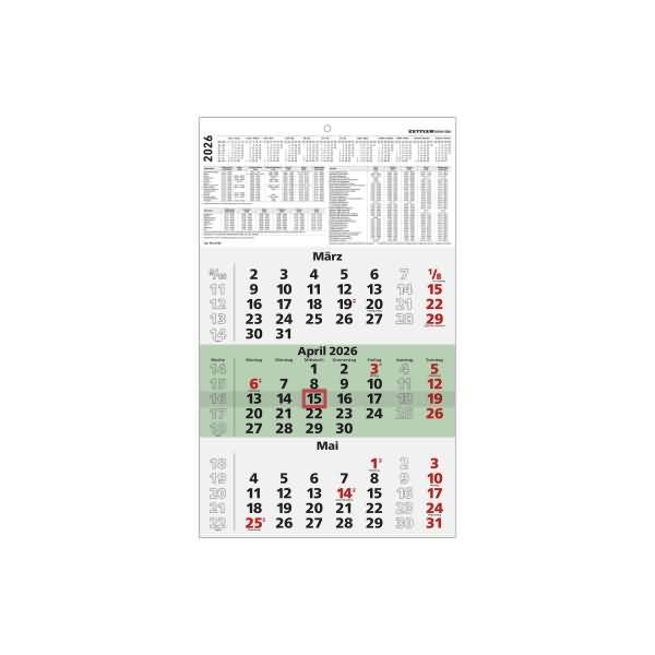 Dreimonatskalender 956 29,5x49cm Recycling 2026