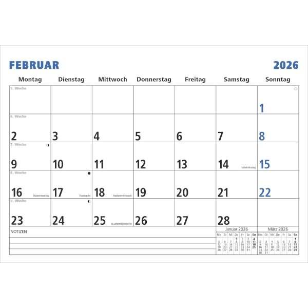 Monatsterminkalender 989 29,7x21cm 1 Monat/1 Seite 2026