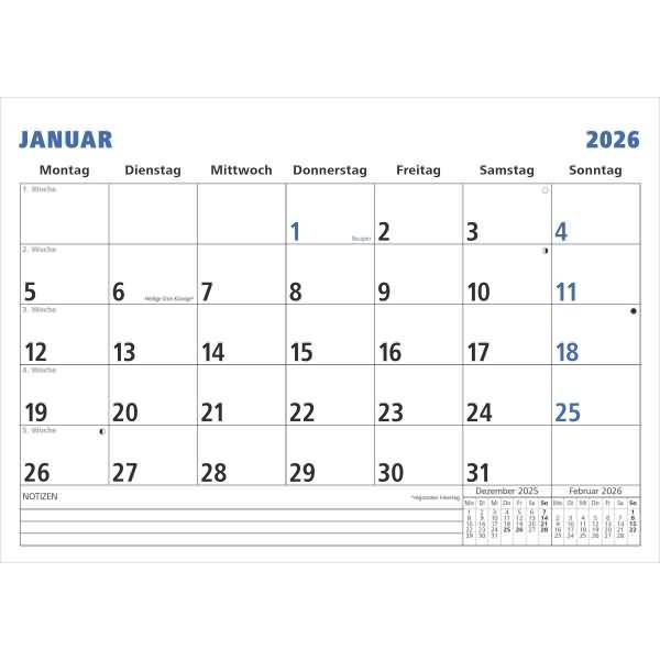 Monatsterminkalender 989 29,7x21cm 1 Monat/1 Seite 2026