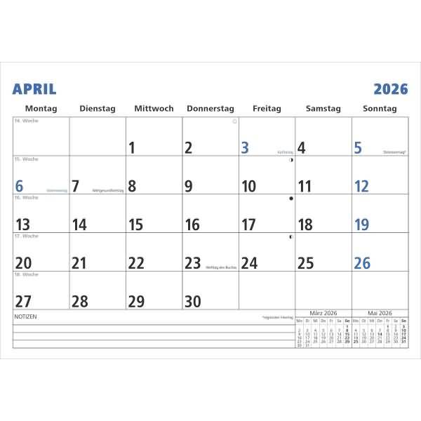 Monatsterminkalender 989 29,7x21cm 1 Monat/1 Seite 2026