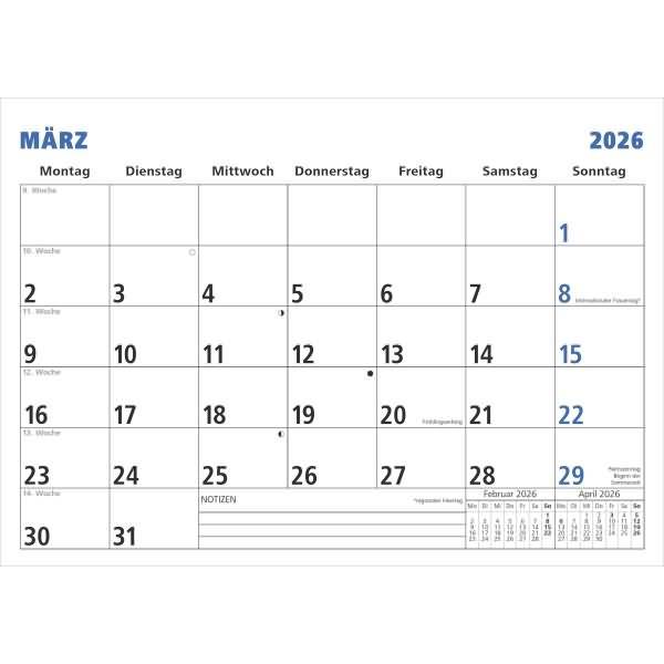 Monatsterminkalender 989 29,7x21cm 1 Monat/1 Seite 2026