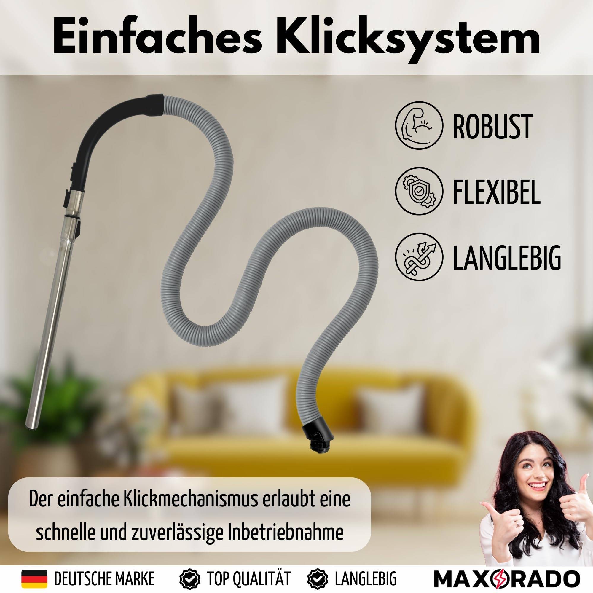 Rohr + Griff + Schlauch Staubsaugerzubehör Staubsaugerersatzteil für Miele C2 C3 S8 Ersatzteile Set 10563760 7863552