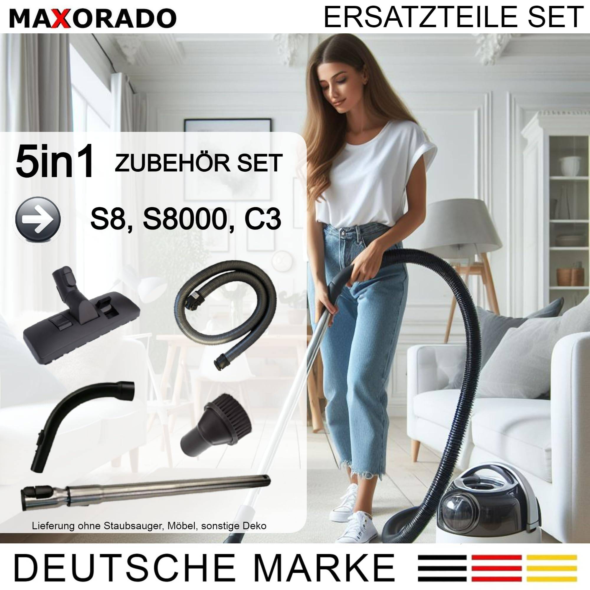 Kombidüse + Rohr + Handgriff + Schlauch für Miele C2 C3 S8 S8340 S8430 SERIES 10563760 7863552 7863553 7863554 7863555