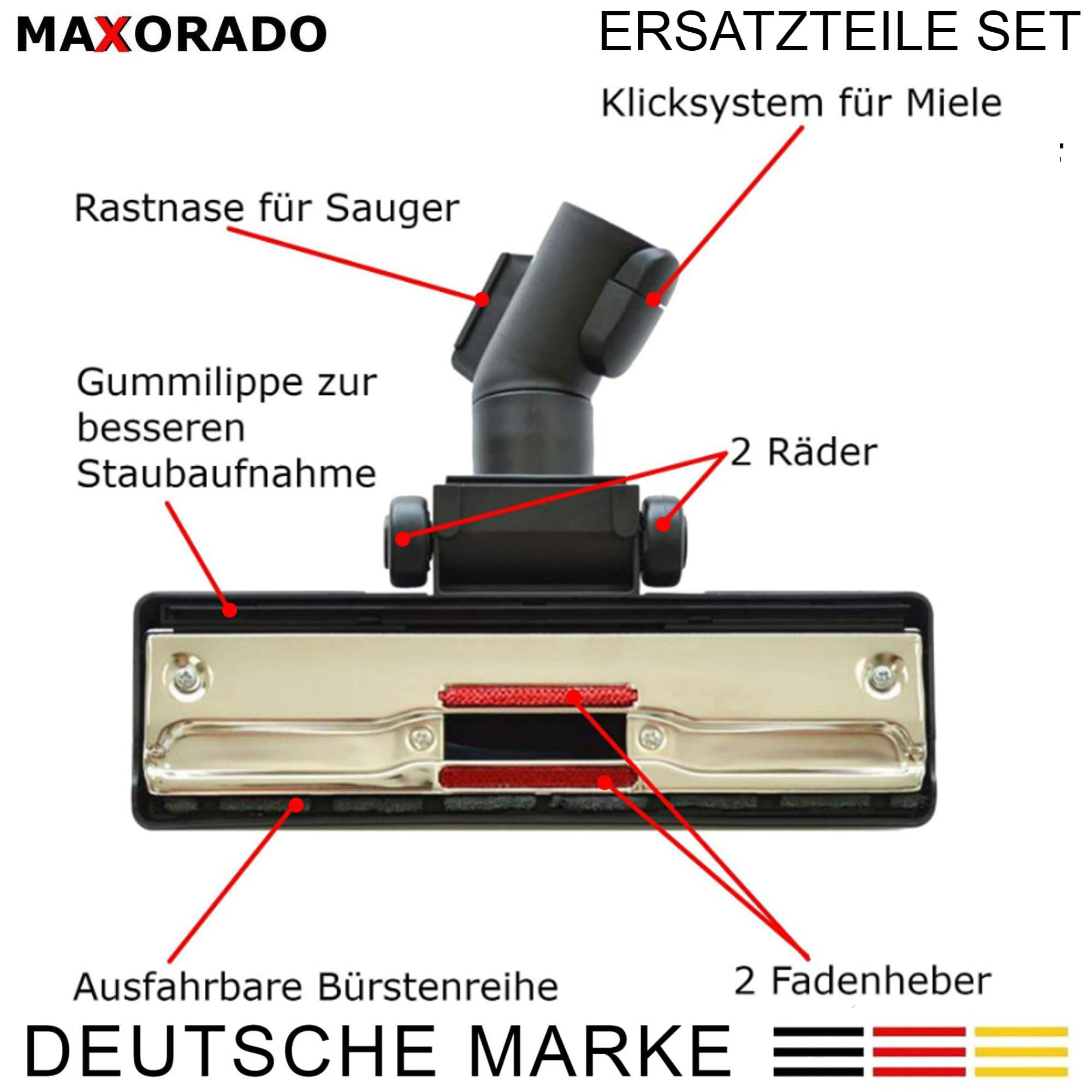 Premium Düse mit Rollen + Rohr + Handgriff + Schlauch für Miele C2 C3 S8 S8340 S8430 S8380 S8370 7863554 7863555