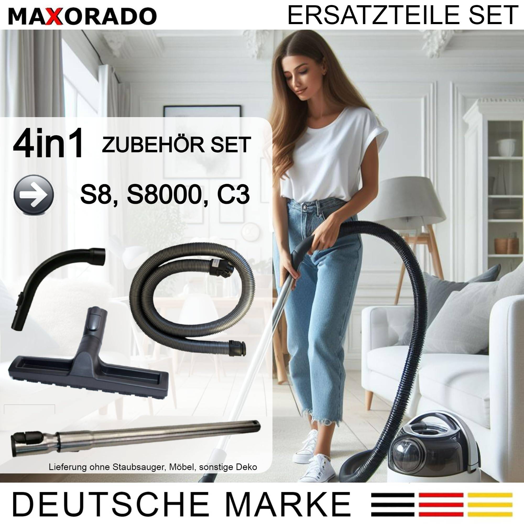 Bodendüse + Rohr + Handgriff + Schlauch für Miele C2 C3 S8 S8340 S8430 SERIES 10563760 7863552 7863553 7863554 7863555