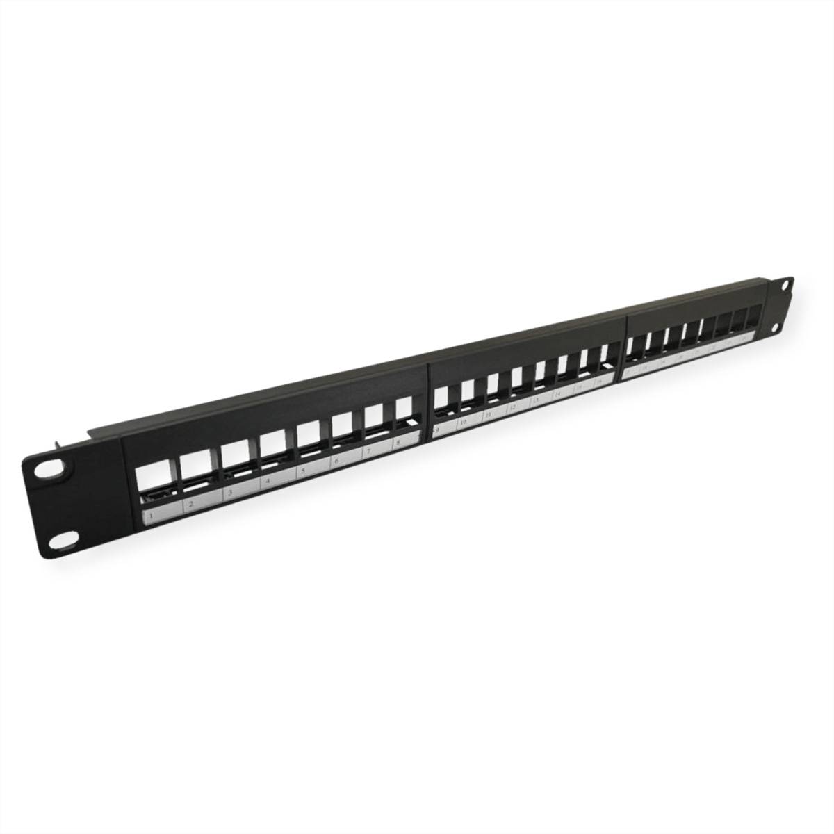 VALUE 19-Zoll-Keystone-Modulträger, 24 Ports, 1HE, ungeschirmt, schwarz