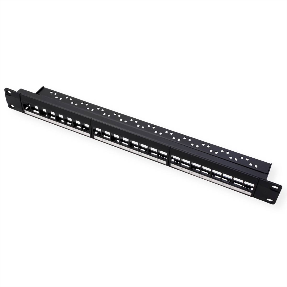 VALUE 19-Zoll-Keystone-Modulträger, 24 Ports, 1HE, ungeschirmt, schwarz