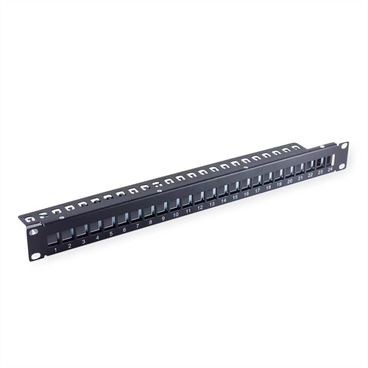 VALUE 19-Zoll-Keystone-Modulträger, 24 Ports, 1HE, geschirmt, schwarz