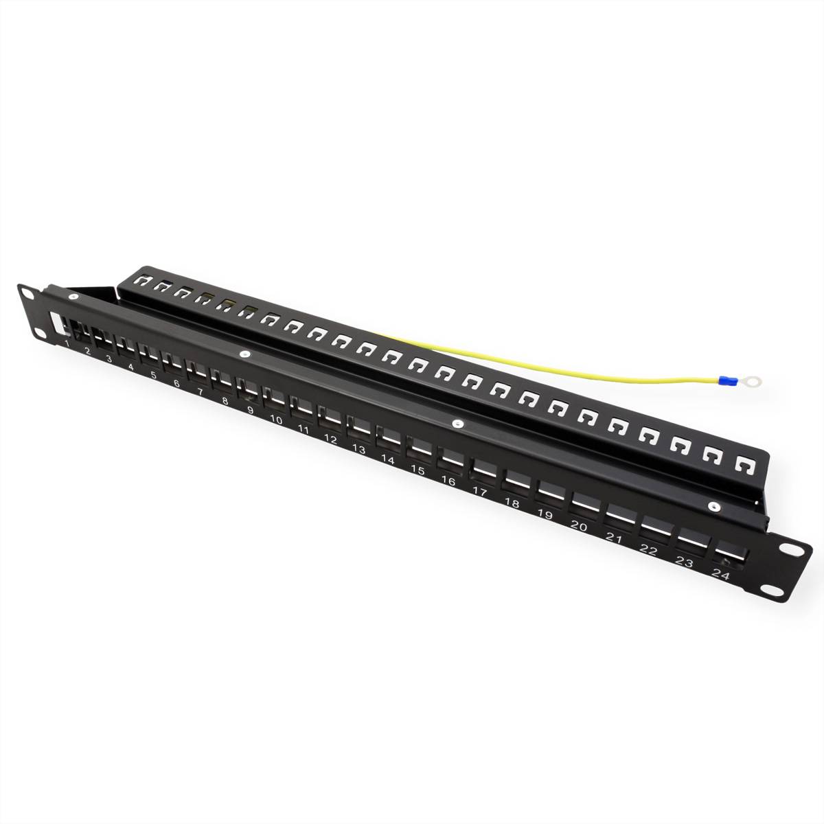 VALUE 19-Zoll-Keystone-Modulträger, 24 Ports, 1HE, geschirmt, schwarz