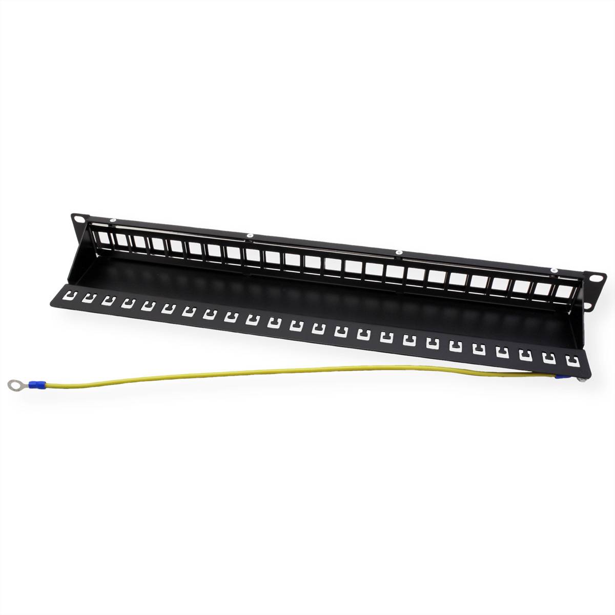 VALUE 19-Zoll-Keystone-Modulträger, 24 Ports, 1HE, geschirmt, schwarz