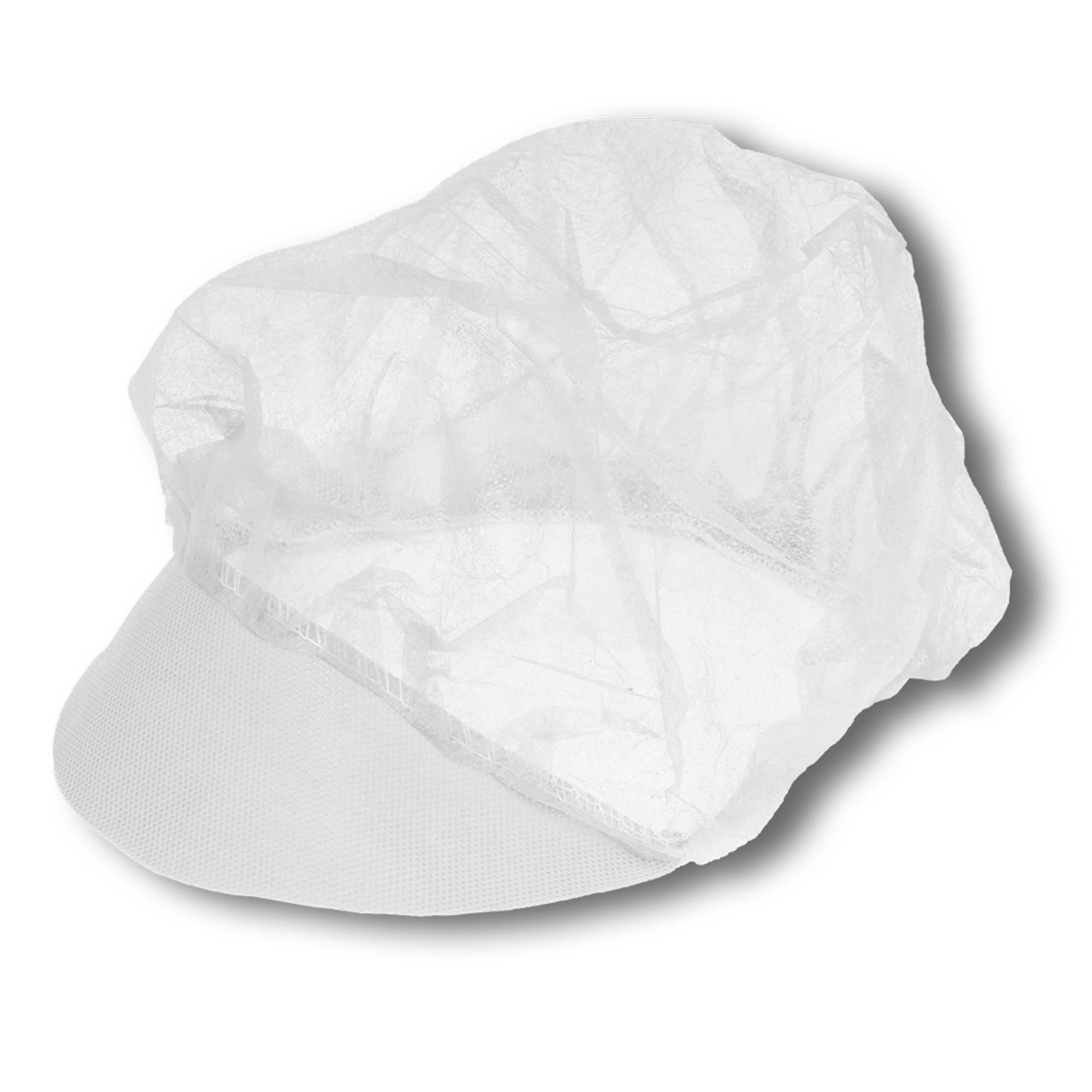 100 Baretthauben mit Schirm Einweg Mütze Kopfschutz Einmal Gastronomie Produktion Hygiene Küche Labor Schutzhaube