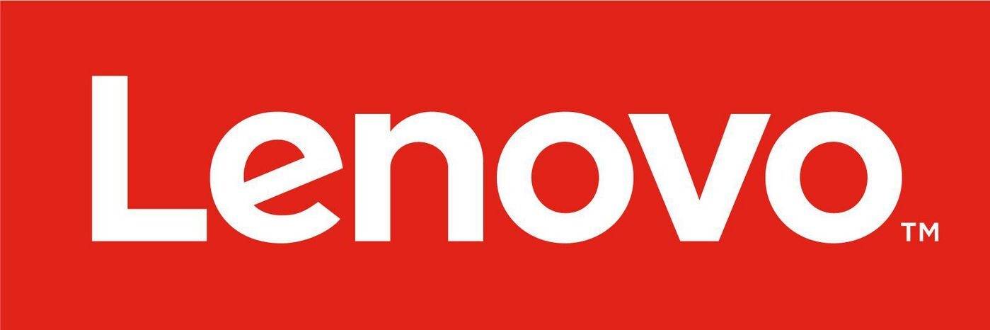 Lenovo-Logo in Weiß auf rotem Hintergrund.