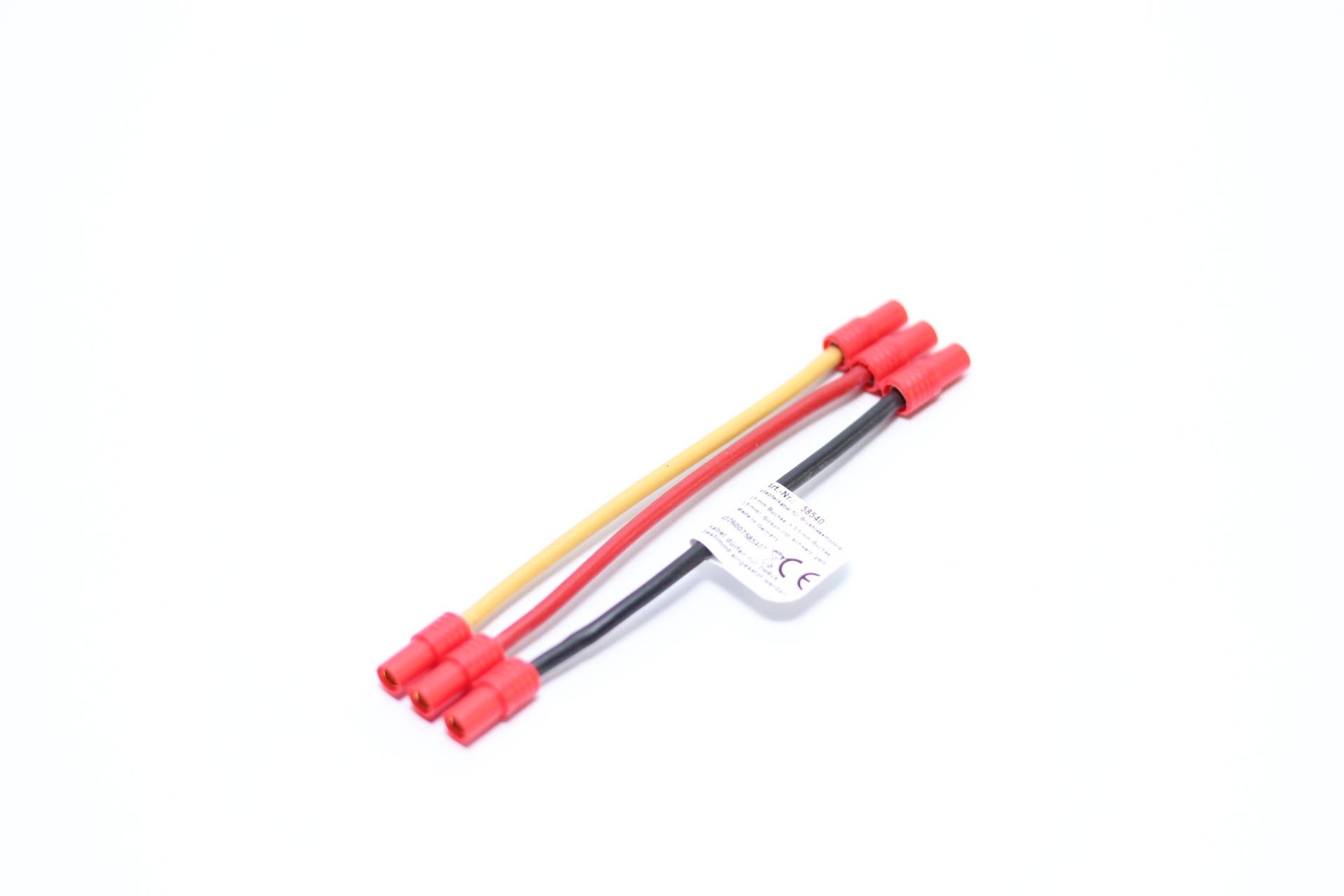 Adapterkabel für Brushlessmotoren - 3,5 mm Buchse, vergoldet, 2,5 mm², Silikon (rot, schwarz, gelb), 10 cm