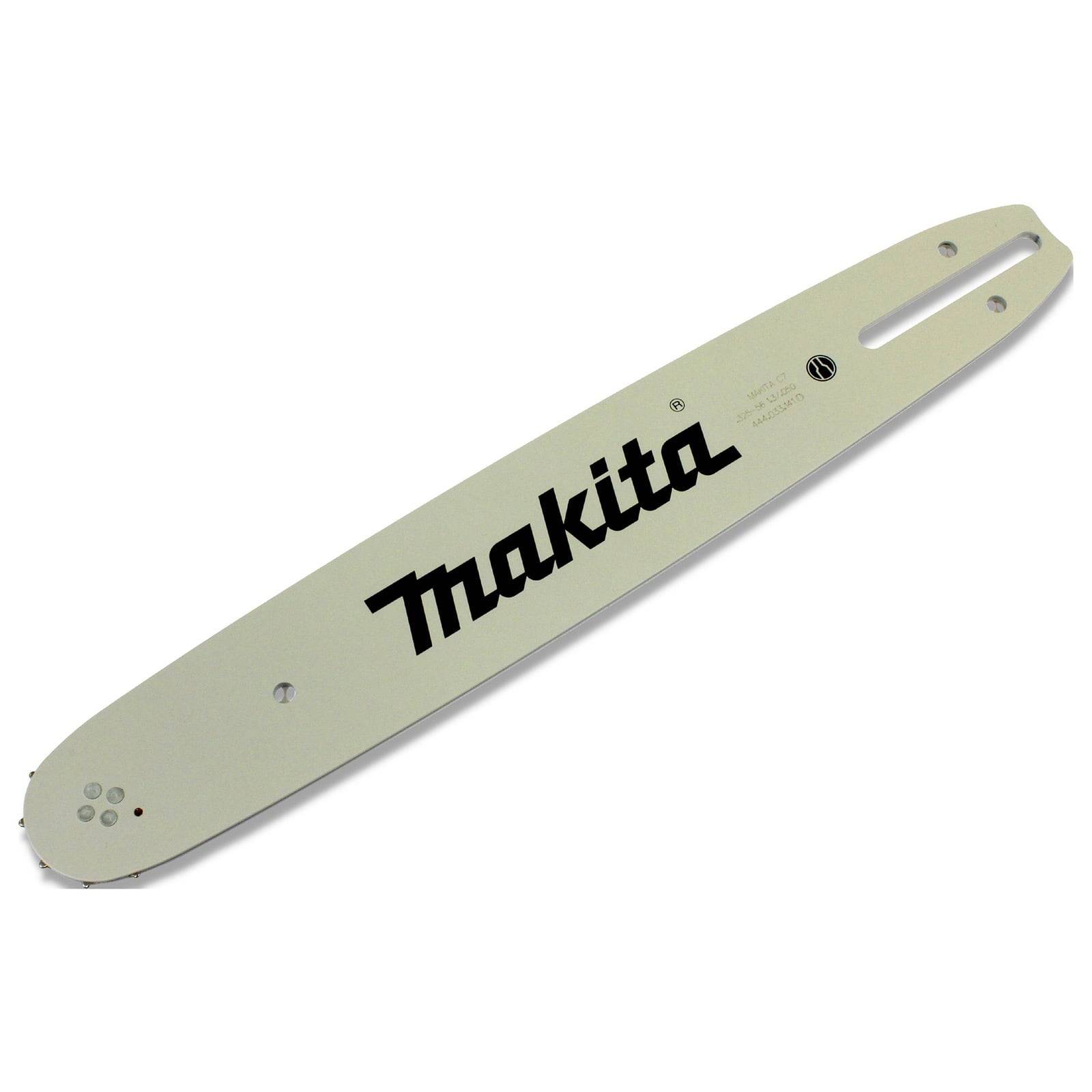 Führungsschiene für Kettensäge mit prominent platziertem 'Makita'-Logo.