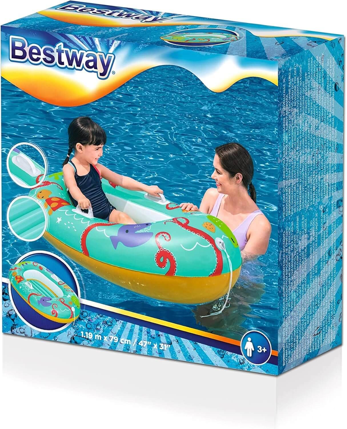 Bestway 34009 - Kinder-Schlauchboot Tropical Crew 110 x 64 x 25 cm