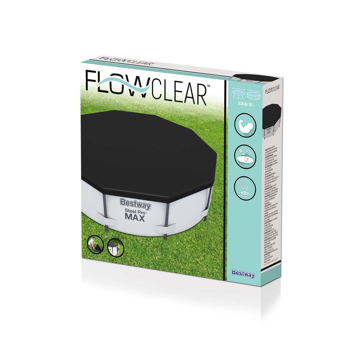 Bestway 58036 - Flowclear PVC-Abdeckplane Ø 305 cm, schwarz, rund