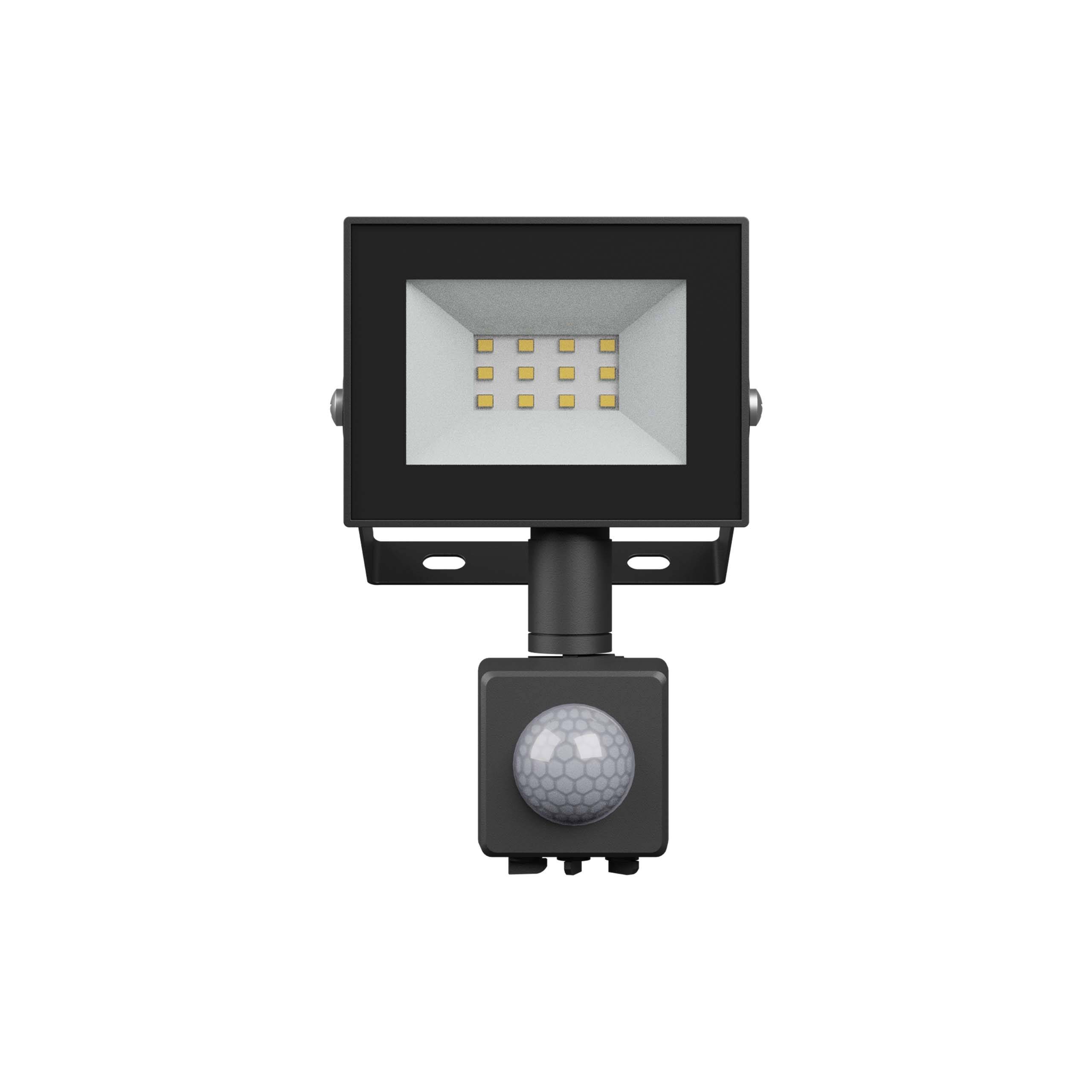 Spectrum LED NOCTIS LUX 4 Fluter 10W Strahler 750lm schwarz 100° IP44 Neutralweiß 4000K mit Bewegungssensor