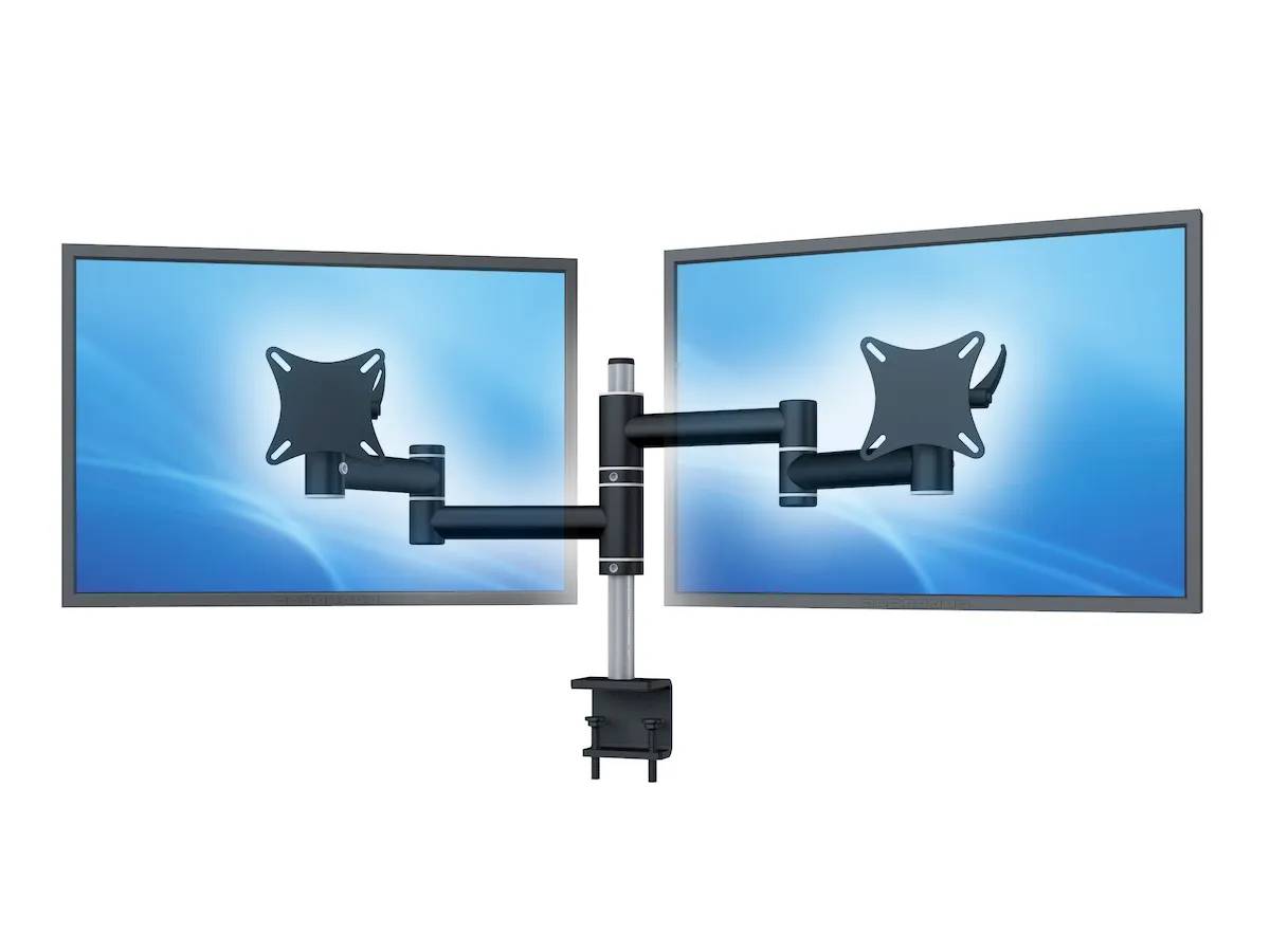 Flex-System Monitorhalterung für 2 Bildschirme mit Tisch-Klemme 2er - 17''-24''